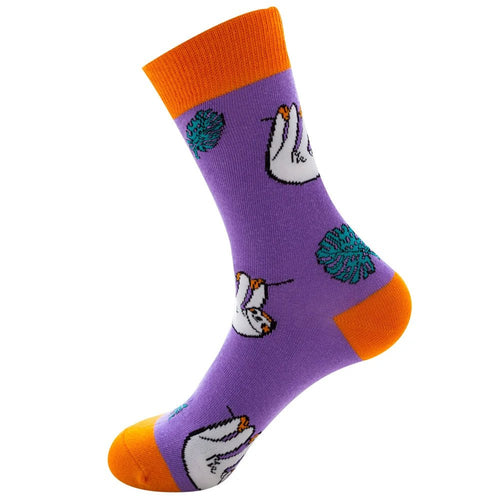 Sloths on Purple Crazy Socks - Crazy Sock Thursdays